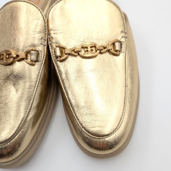 Sam Edelman Kira Slip On Mule Women's Logo Leather Gold Size US7M EU38 - Picture 11 of 11